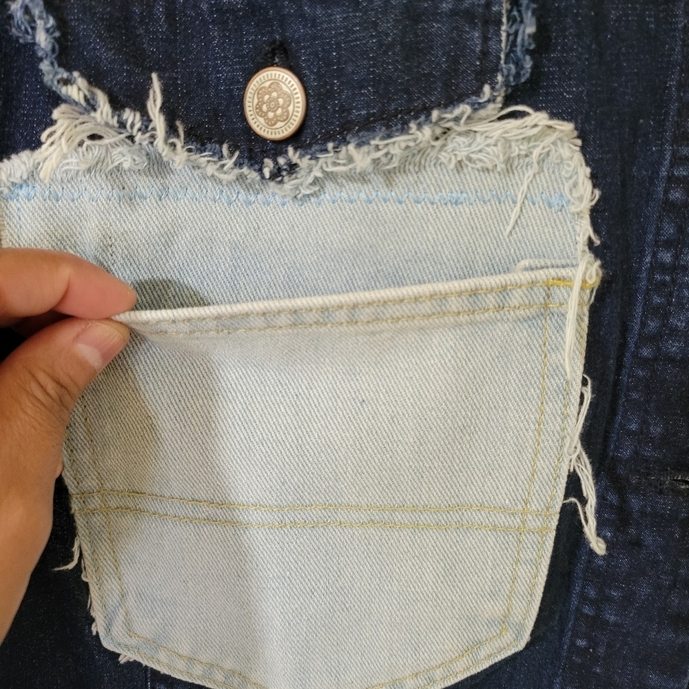 Sassy Britches Women's Denim Jacket with Floral Patch - Picture 5 of 16
